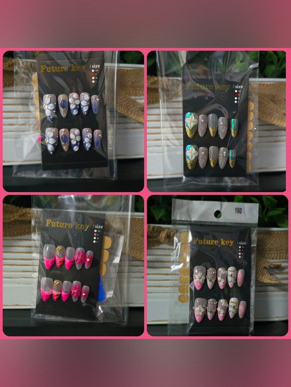 Set of 4 Small Premium Press On Nails - Brand New! Handmade Acrylic
